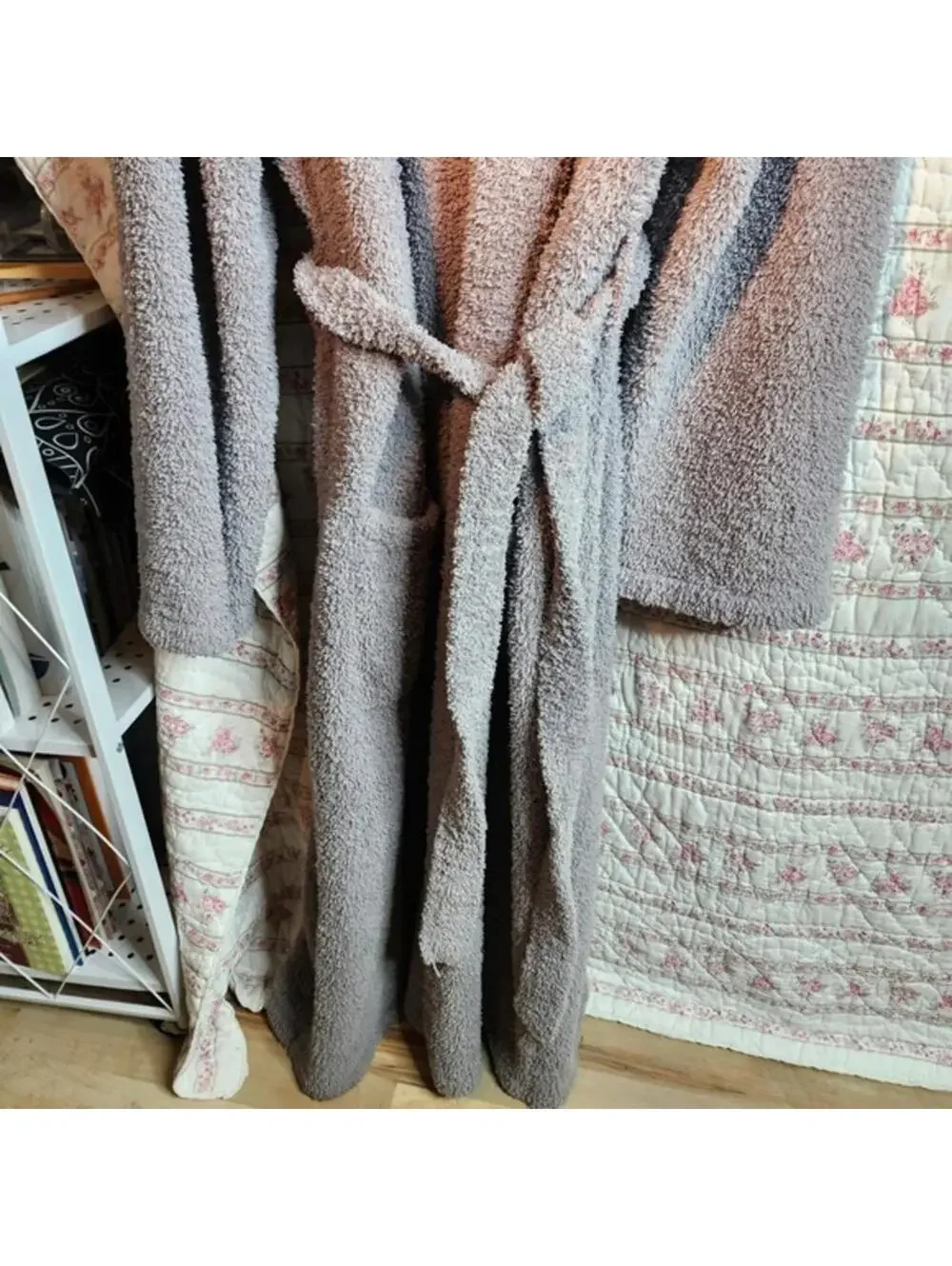 Barefoot Dreams CozyChic Robe Plush Soft Gray Lounge Spa Style Size 3